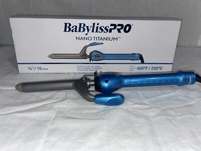 BaBylissPRO Nano Titanium Spring Curling Iron - Blue 3/4 