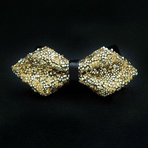 Men's Luxury Shining Crystal Bowtie Rhinestone Wedding Party Noble Bow Neck Tie - Picture 5 of 7