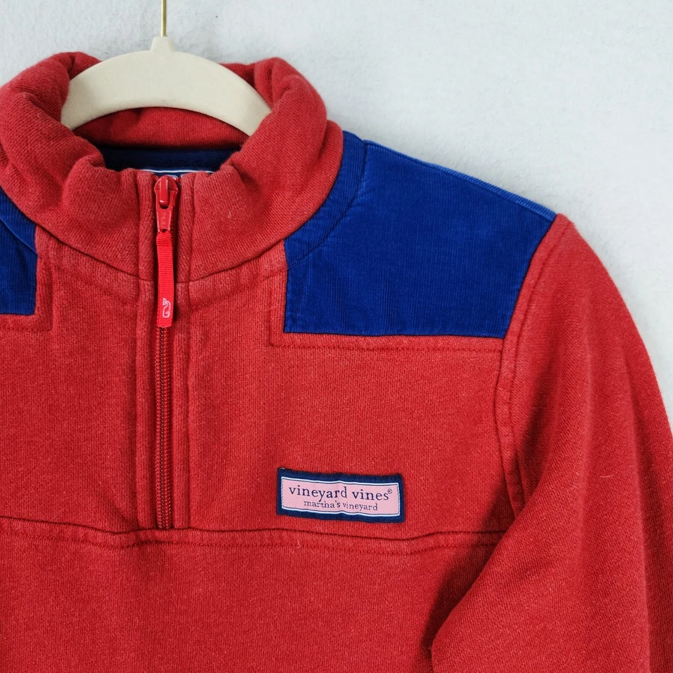 Suéter Vineyard Vines Niñas Mediano Rojo Jóvenes Niños Cuarto Cremallera Pullover 12/14 Foto 2 de 4