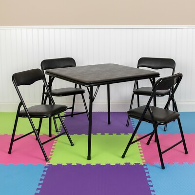 Flash Furniture Kids Black Piece Folding Table and Chair Set