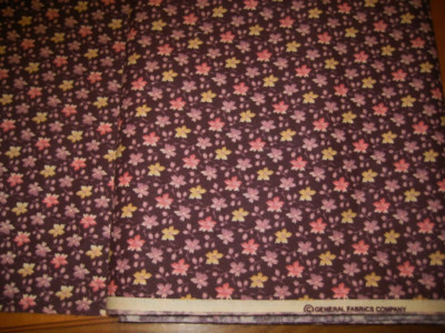 3 Uncut yards  General Fabrics Dark burgundy tiny floral flowers fabric