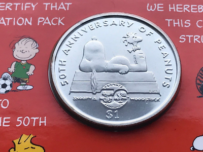 スヌーピー 記念メダル 2000 2000 NIUE PEANUTS SNOOPY & WOODSTOCK ONE 1 DOLLAR COIN PACK