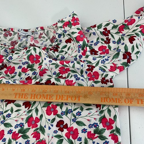 Old Navy Top Girls XL (14) White Floral 3/4 Sleeve Pullover Peasant Blouse - Picture 9 of 15