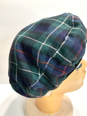 Lawrence of London Plaid Blue Green Clan Tam Tartan Hat Black Band ...