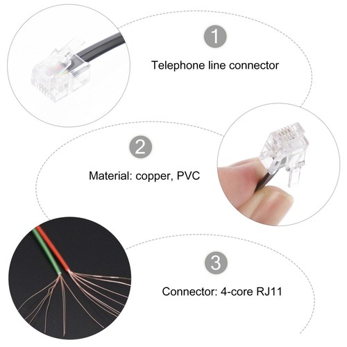 10 PCS Telefonleitung 4-adriges Festnetzkabel Telefonanschlussleitung - Zdjęcie 3 z 12