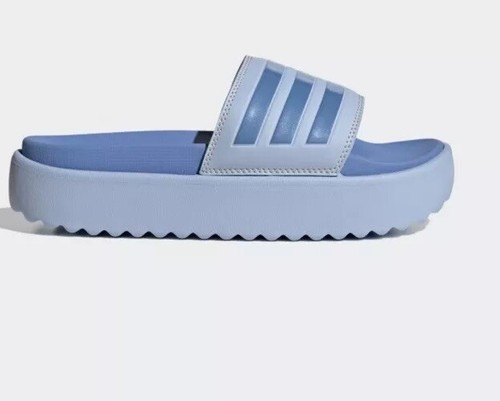 ADIDAS ADILETTE PLATFORM CHUNKY SLIDES SANDALS SIZE UK6, EU39, BLUE SLIP ON, NEW - Picture 4 of 7