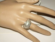 Vintage Sterling Silver Domed Ring Band - Size 7 1/2, Center 14.2 mm Back 5.3 mm
