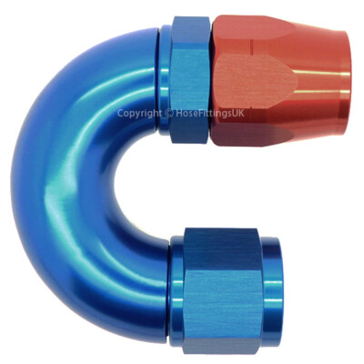 HFUK PTFE TEFLON® AN-6 6AN Black 180° Swivel Full Flow Oil Hose Fitting – Braided Line Compatible
