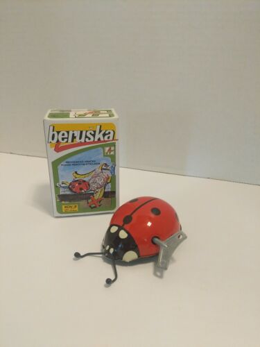 Vintage Czech KDN Mechanical Clockwork Wind-up Tin toy BERUSKA Ladybug w/Box - Picture 1 of 12