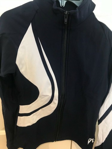 CLOSEOUT GK ELITE FULL ZIP FITTED WARM-UP JACKET ADULT NAVY/WHITE CHOOSE SIZE - Picture 2 of 3