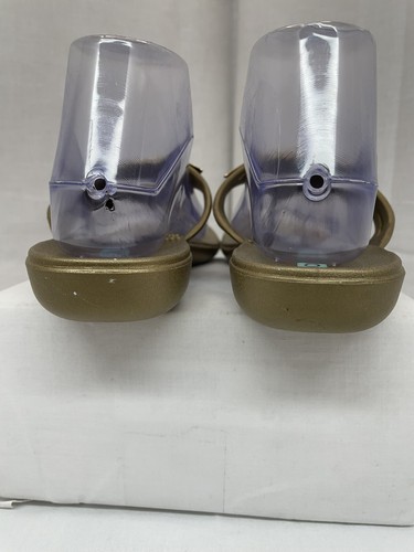 OKA B. Gold Metal Trim Thong Sandals Polyurethane Size M/L (8-9.5) - Picture 5 of 9