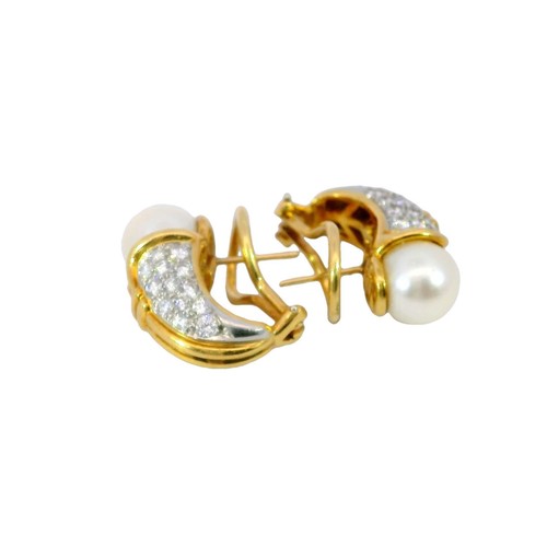 Vintage Tulip Clip on Earrings Pearl and Diamond Made in 18 Karat and Platinum - Picture 6 of 6