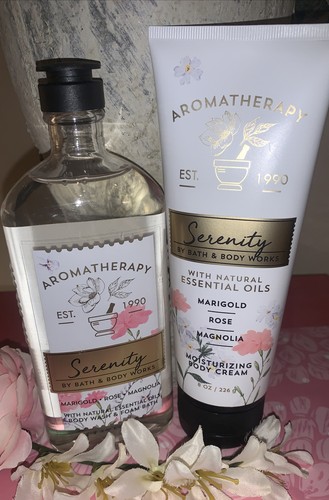 Bath & Body Works Aromatherapy SERENITY Body Cream Wash Foam Bath Set- RARE🌷 - Imagen 3 de 5