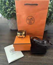 Hermes collier de chien bracelet CDC Noir  Black Gold Hardware Size S 