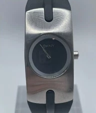 DKNY Watch Womens 20mm Case Black Rubber Strap Quartz Two Hands Analog