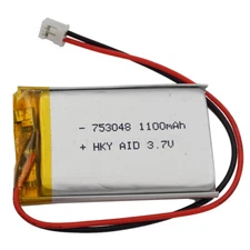 3.7V 1100mAh 4.07Wh Polymer Li Battery 753048 JST-PH 2Pin 2.0mm For GPS Dashcam