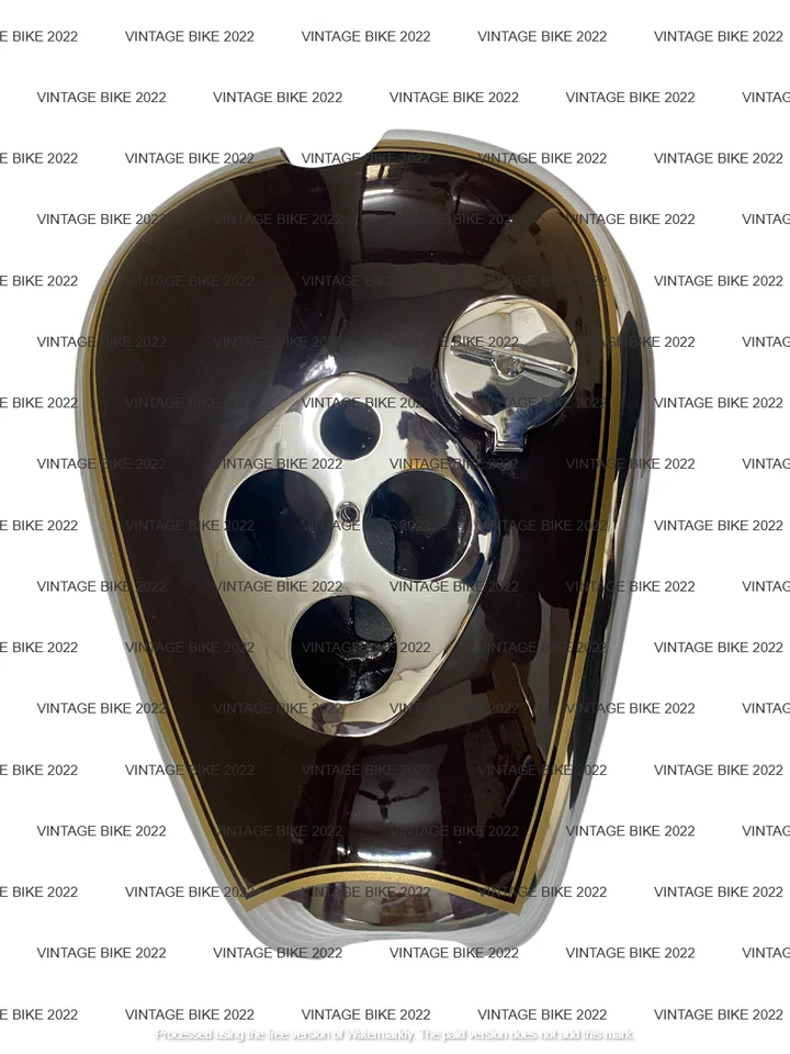 Triumph T90 5T Speed Twin Chrome Maroon 油箱 1948 带盖水龙头/适合 — 第 3/4 张图片