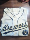 True Fan Series Mlb Milwaukee Brewers Jersey Cream City Xl 46-48 Glove Logo