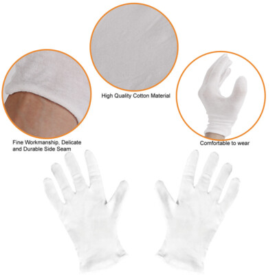 Pairs Reusable White Cotton Work Gloves Thin Elastic Soft Gloves