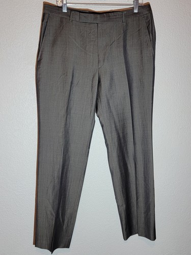 Z zegna dress pants mens 34x30 regular straight flat front dark gray wool blend