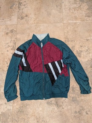 LAVON Vintage Kurtka Ortalion Wiatrówka Retro 80s 90s Geometrical Teal L