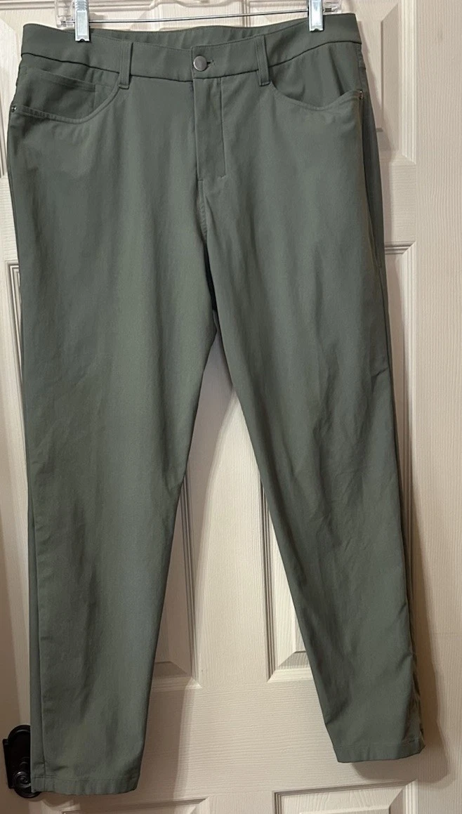 Lululemon ABC Slim Fit Pants Mens 33x29 Olive Green Warpstreme Square Dot VGUC