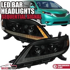 Smoke Projector Headlights Fits 2011-2020 Toyota Sienna Led Drl Sequential