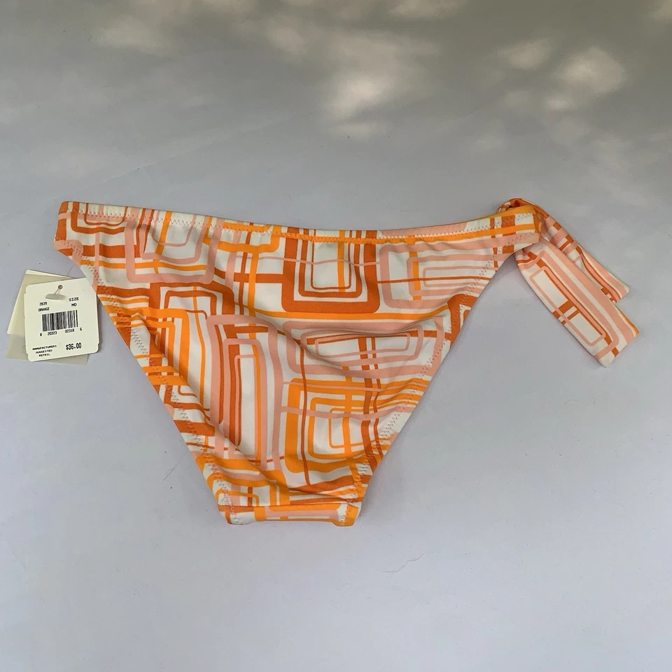 Parte inferior de bikini Jennifer Lopez JLO talla M nueva con etiquetas a rayas blanco naranja rojo Foto 4 de 4