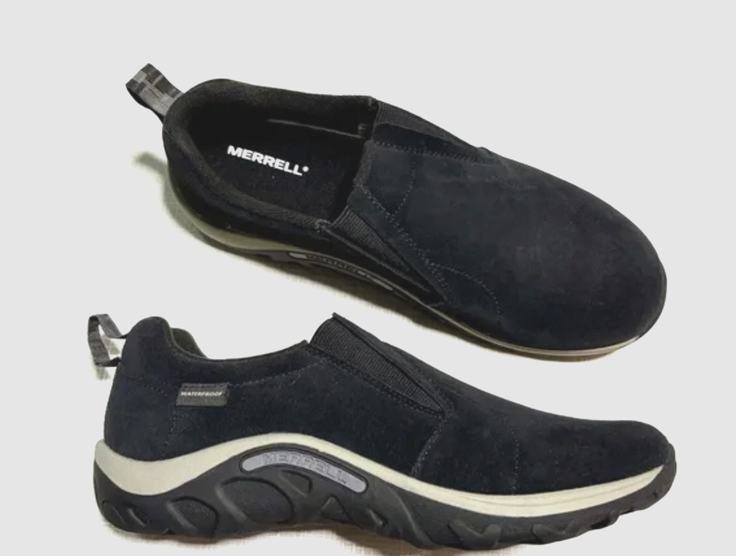 Scarpe slip on Merrell donna Jungle Moc Frosty taglia 6 M 37 nuove $100 nere scamosciate