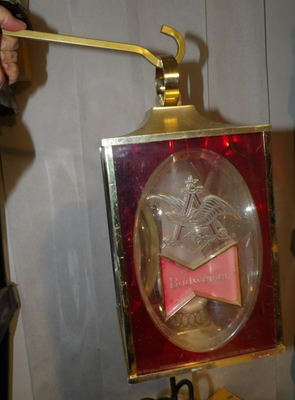 VTG 1968 Budweiser Beer Pair Hanging Square Coach Lights Lamps