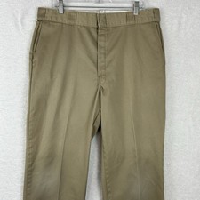Vintage 80s Dickies 874 Made In USA Beige Khaki Pants Men Size 38x31 Workwear