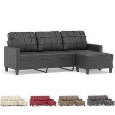 Kunstleder 3-Sitzer Sofa mit Hocker Couch Loungesofa Wohnzimmer 198 x 77 x 80 cm