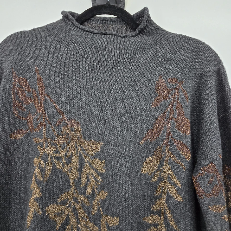 Suéter Jacquard Hoja de Vid Brillante Granate Hill para Mujer XS Gris Metálico Otoño Foto 3 de 4