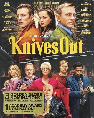 Knives Out Blu-ray + DVD 2019 Movie W/ Slip Cover Case Daniel Craig Chris Evans