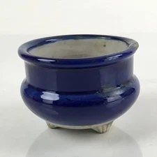 Japanese Buddhist Altar Fitting Porcelain Incense Burner Vtg Koro Blue Cup BA274