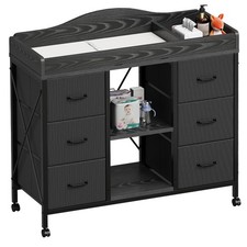 Changing Table, 6-Drawer Baby Dresser with Changing Table top,Waterproof Diap...