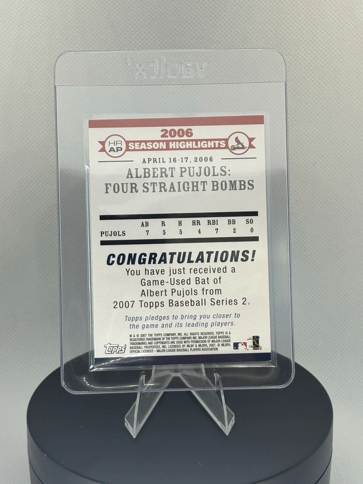 2007 Topps - 2006 Highlights Relic Albert Pujols #HRAP (MEM) - Image 2 of 2