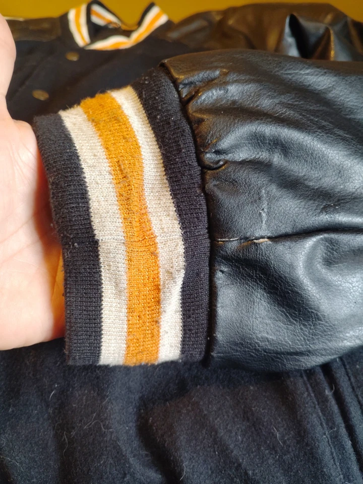 Steve & Barry's S+B Motorcycle Garage Sz XL Wool Faux Leather Varsity Jacket - Image 3 of 4