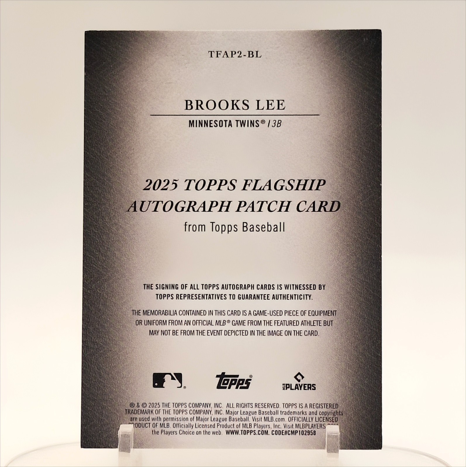2025 Topps Flagship Brooks Lee RPA /30 Game Used Auto Mem Relic Minnesota Twins view 3