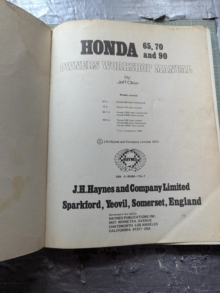 Honda 65, 70, & 90 (1964 On) Haynes Owners Workshop Manual - Image 2 of 4