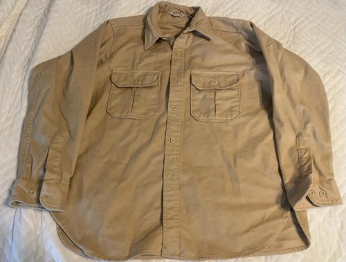 Vintage Herren XL hellbraun Zopfmuster Hirschleder weiches Sämisch Button Down Jagd - Bild 1 von 5