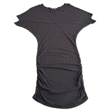 Bordeaux Dress Womens Large Gray Dolman Sleeve Ruched Modal Blend Mini