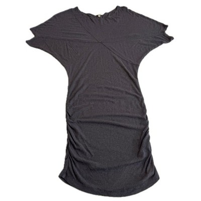Bordeaux Dress Womens Large Gray Dolman Sleeve Ruched Modal Blend Mini