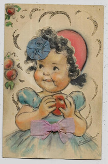 GERMAINE BOURET girl apple cutouts with ribbons added
