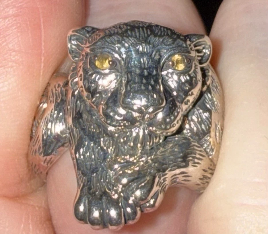 Anillo Jai John Hardy Leopardo Plata Esterlina Gato Citrino Animal Figura Talla 7 Foto 3 de 3