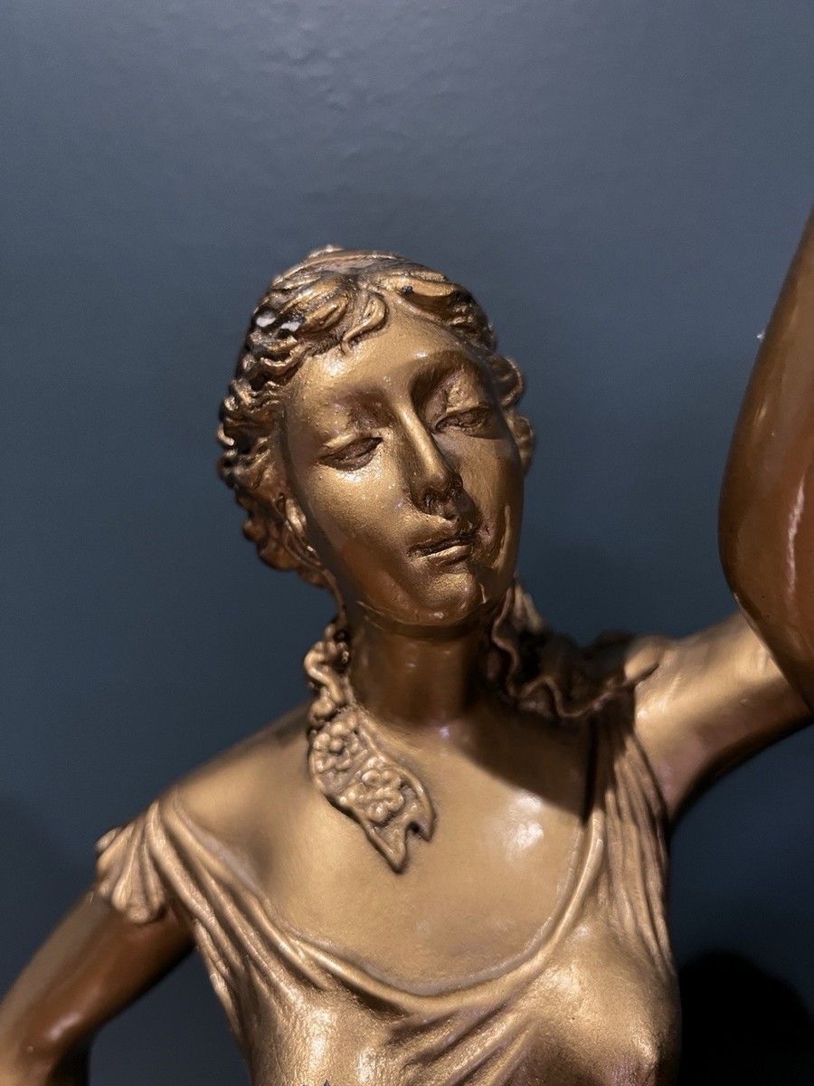 Vintage Art Nouveau Bronze Color 1952 Nymph Goddess Statue