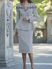 plus size 16W Debra Houndstooth Peplum Skirt Suit Black White from Ashro new