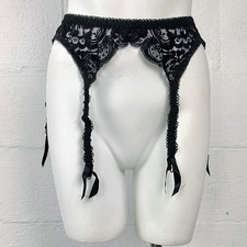 Victoria's Secret Vintage Gold Label Black Lace Garder Belt