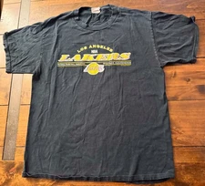 VTG 80s LA LAKERS T SHIRT XL BLACK SINGLE STITCH SCREEN STARS 90s LOS ANGELES