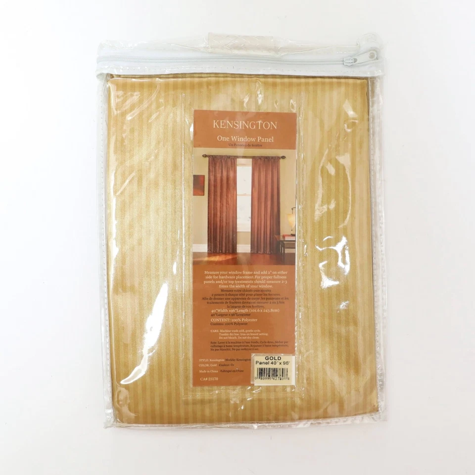 Nuevo panel de ventana Kensington cortina a rayas dorado 40 x 96 pulgadas Foto 2 de 4